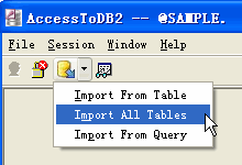 Import data from Access To DB2 - import all DB2 tables button