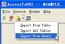Import data from Access To DB2 - import DB2 query button