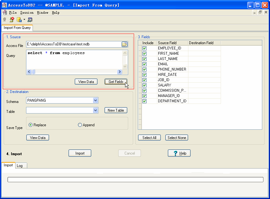 Import data from Access To DB2 - open Access