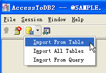 Import data from Access To DB2 - import DB2 table button