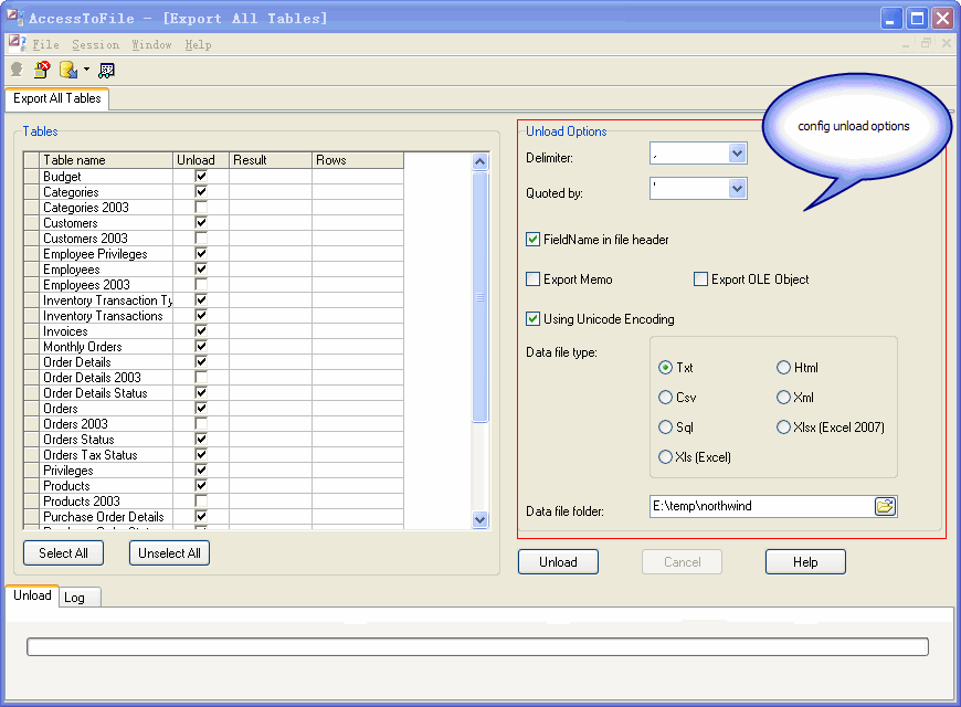 Export data from Access To Csv (Txt) - config export Access tables