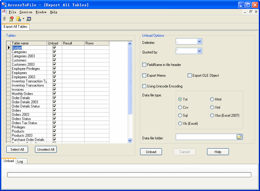Export data from Access To Csv (Txt) - export all Access tables form
