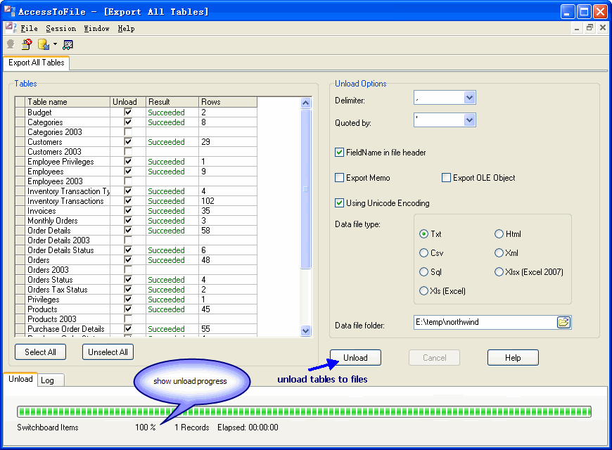 Export data from Access To Csv (Txt) - export all Access tables