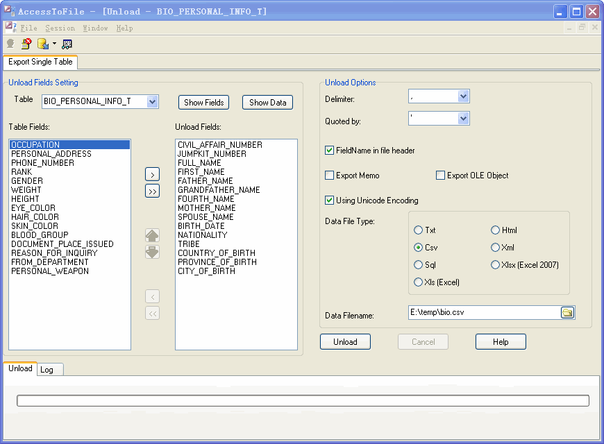 Access Export To Csv - config