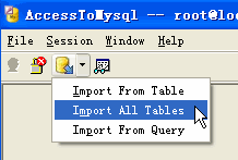 Import data from Access To Mysql - import all Mysql tables button