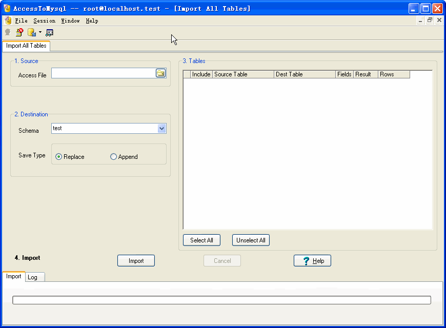 Import data from Access To Mysql - import all Mysql tables form