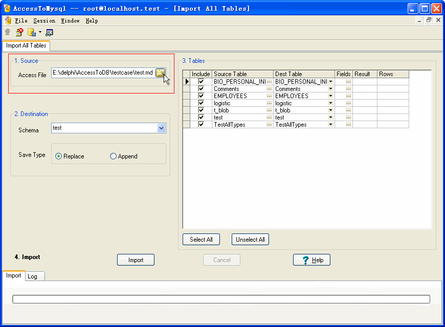 Import data from Access To Mysql - open Access