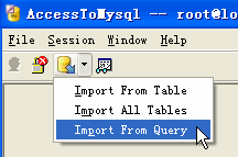 Import data from Access To Mysql - import Mysql query button