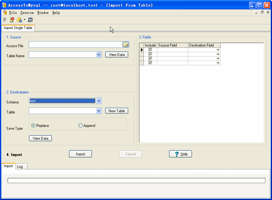 Import data from Access To Mysql - import Mysql table form