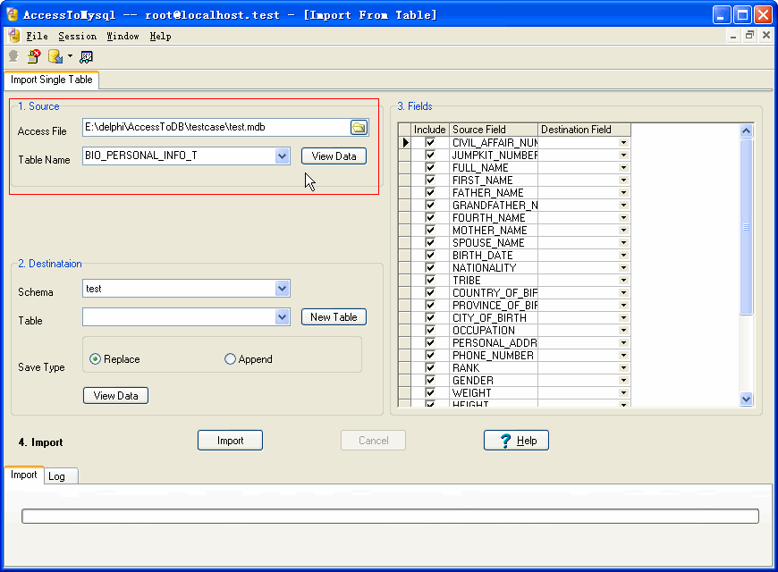 Import data from Access To Mysql - open Access