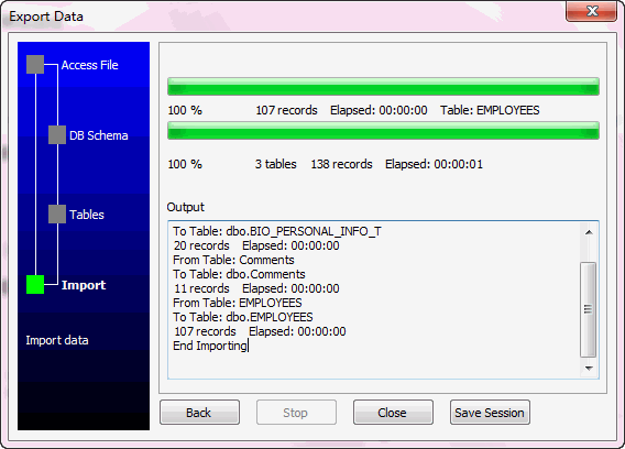 Access To Mysql wizard - import