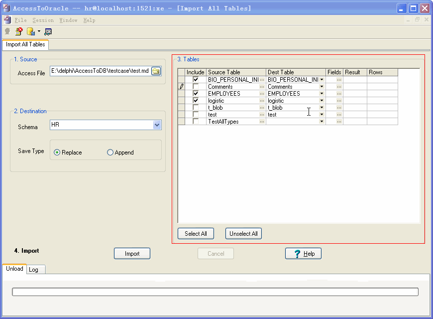 Import data from Access To Oracle - choice Oracle tables