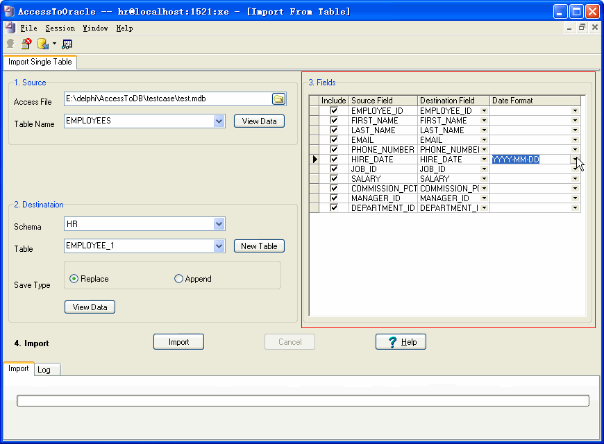 Migrate Access To Oracle - map fields