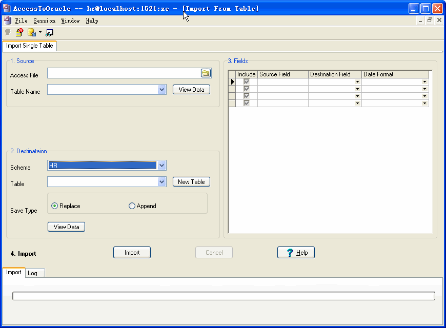Import data from Access To Oracle - import Oracle table form