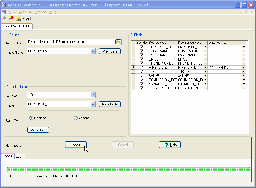 Migrate Access To Oracle - import