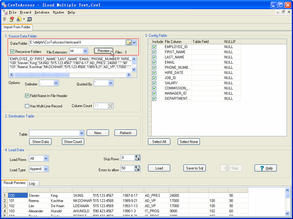 Bulk Import Data From CSV Files To Access - select folder