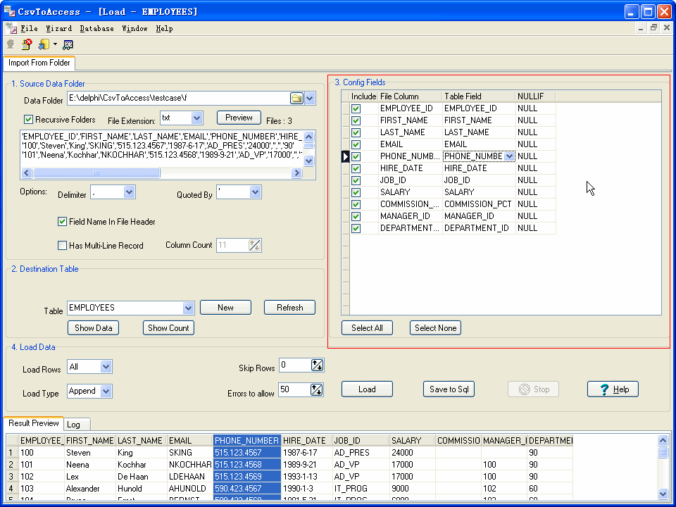 Import multiple Csv (Txt) files to Access - config load fields