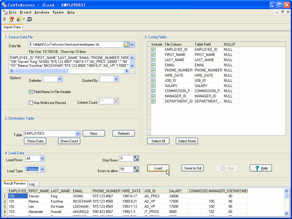 Import data from Csv to Access - import by session