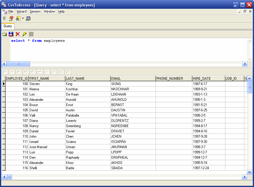 Import data from Csv to Access - show Access data