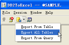 Export data from DB2 To Excel - export all DB2 tables button