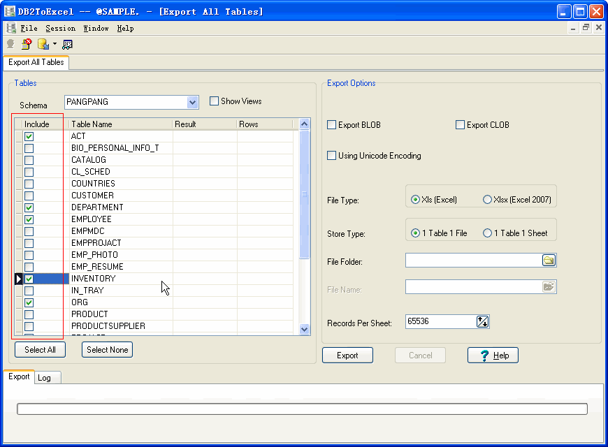 Export data from DB2 To Excel - select export DB2 tables