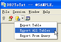 Export data from DB2 To Csv (Txt) - export all DB2 tables button
