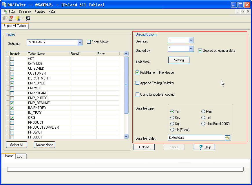 Export data from DB2 To Csv (Txt) - config export DB2 tables