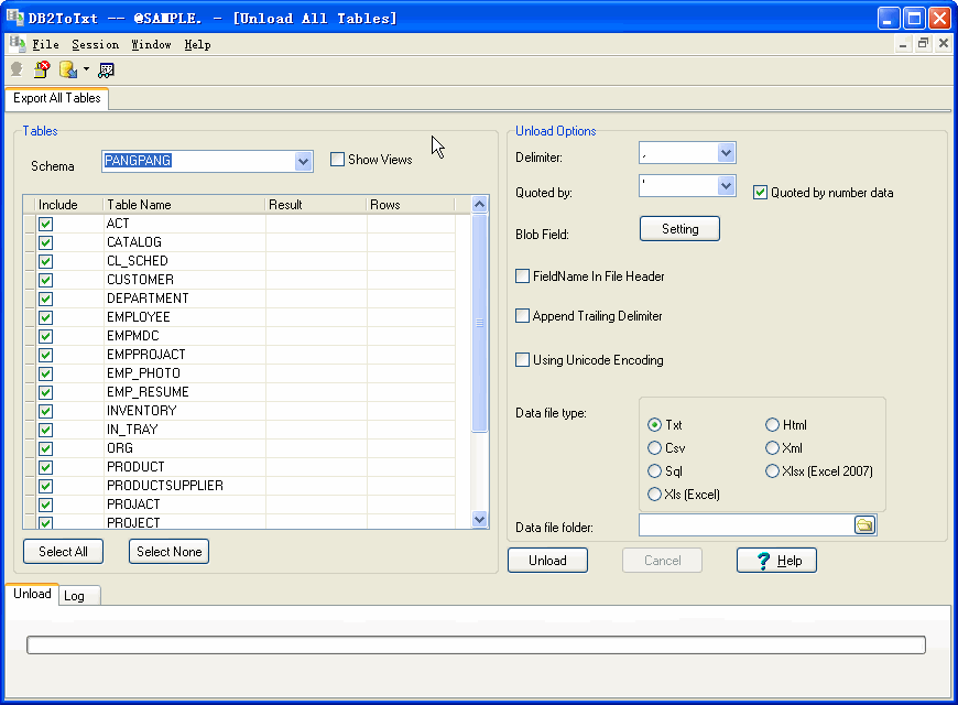 Export data from DB2 To Csv (Txt) - export all DB2 tables form