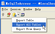 Export data from Sql Server To Access - export all Sql Server tables button