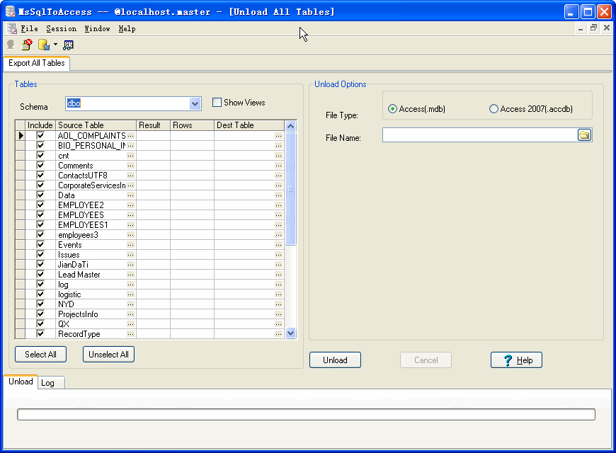 Export data from Sql Server To Access - export all Sql Server tables form
