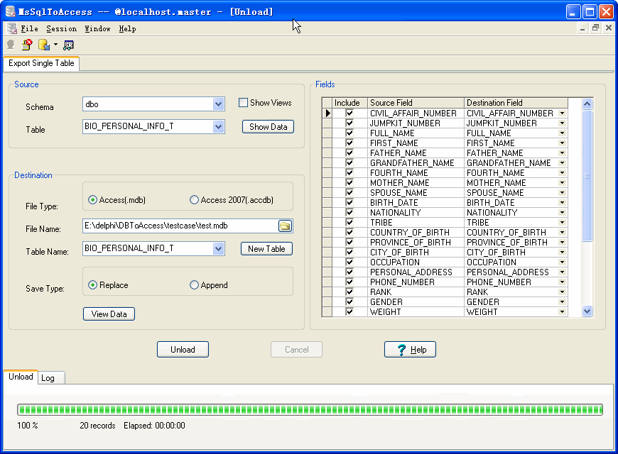 MS SQL Server To Access - export