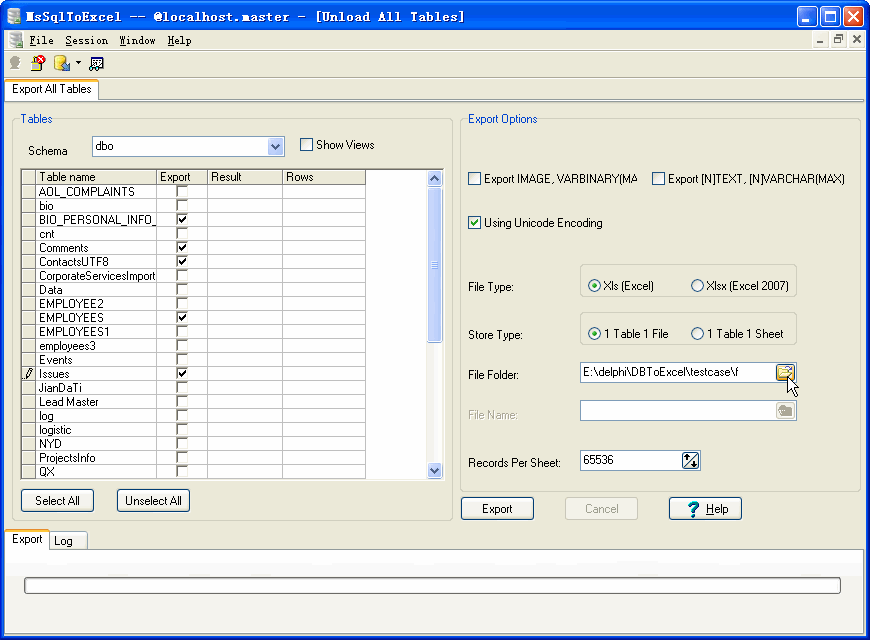 Bulk/Batch Export MS SQL Server Tables Data To Excel - config