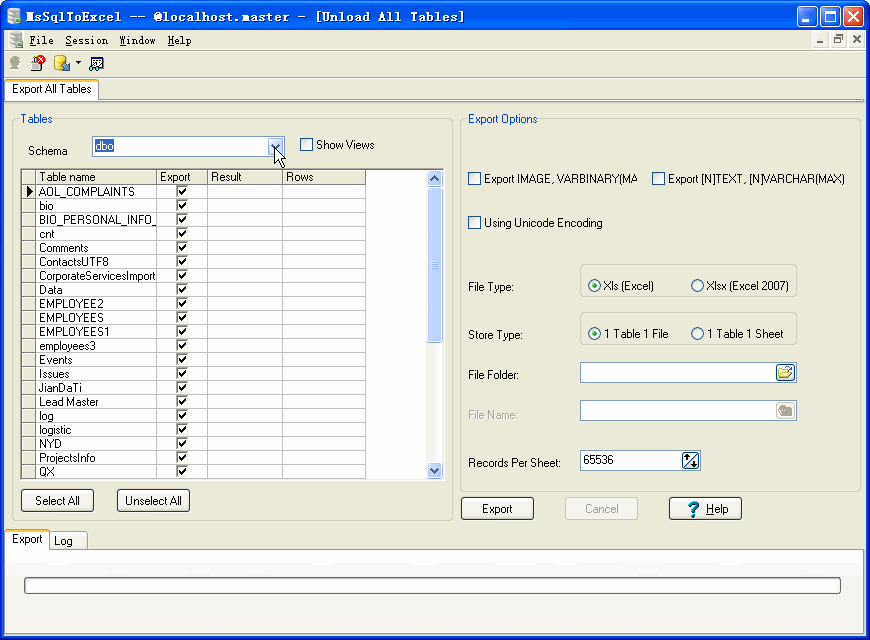 Bulk/Batch Export MS SQL Server Tables Data To Excel - form