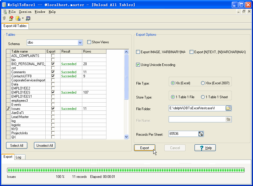 Bulk/Batch Export MS SQL Server Tables Data To Excel - export