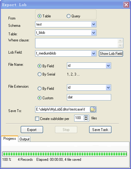 Mysql LOB Data Editor - export lob