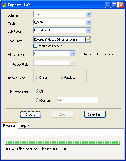 Mysql LOB Data Editor - import lob