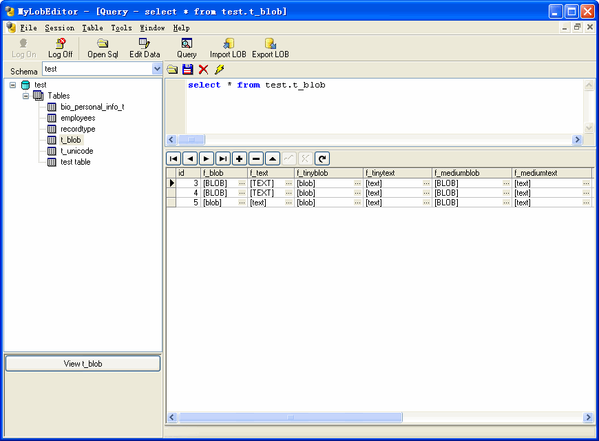 Mysql LOB Data Editor - open lob table