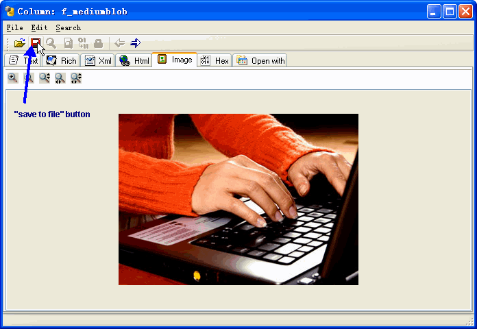 Mysql LOB Data Editor - save lob to file