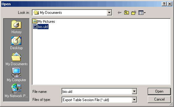 Export data from Mysql To Access - load session file