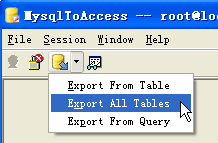 Export all tables from Mysql To Access - button