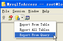 Export data from Mysql To Access - export query button