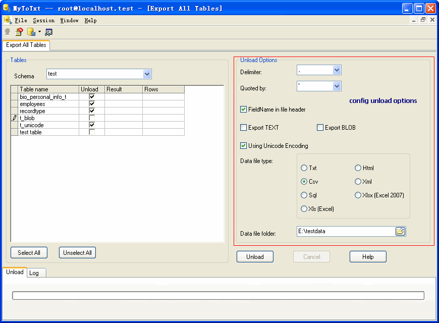 Bulk/Batch export Mysql all tables - config export Mysql tables
