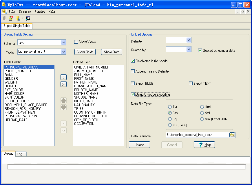 Select Mysql Table Data To CSV - config
