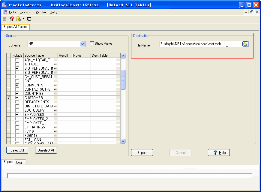 Export all tables from Oracle To Access - choice Access file