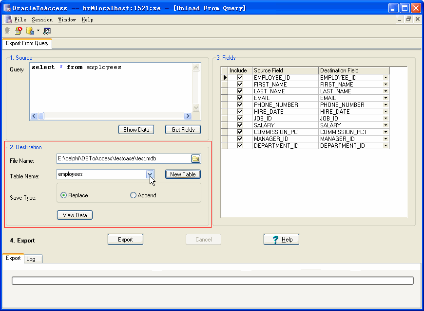 Export Oracle Query Results To Access - choice Access table