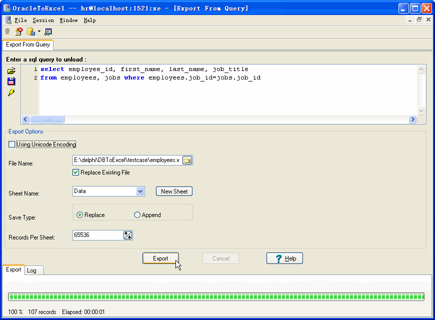 Export data from Oracle To Excel - export Oracle query
