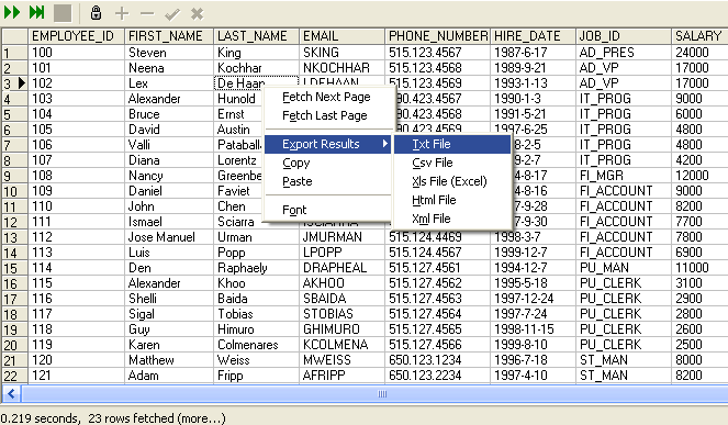 unload oracle result