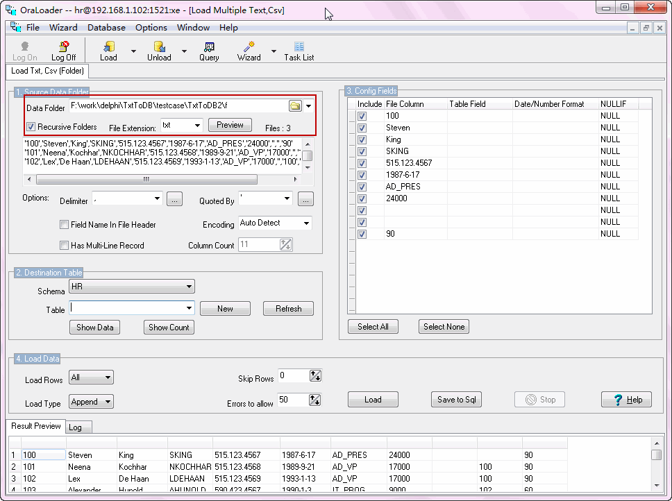 Bulk Import CSV files To Oracle - select folder