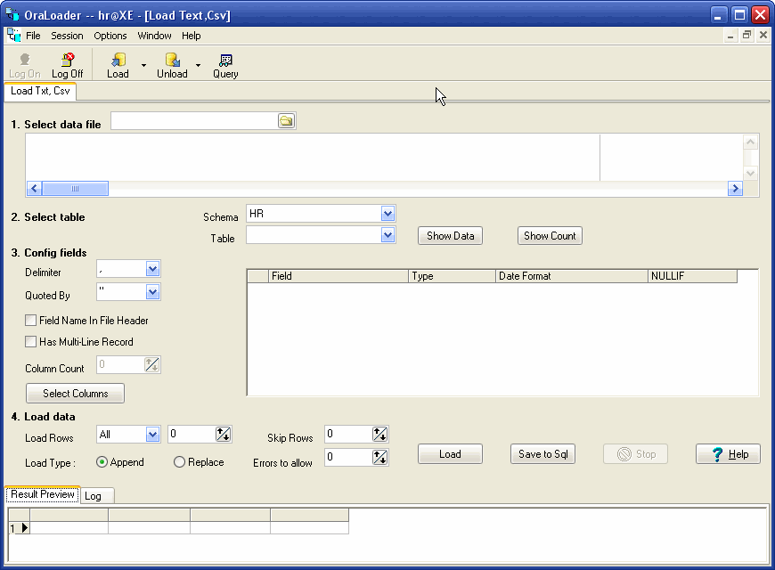 Import data from Txt (Csv) file to Oracle - load form