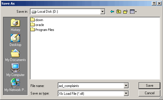 Oracle Import/Export Tool - session file